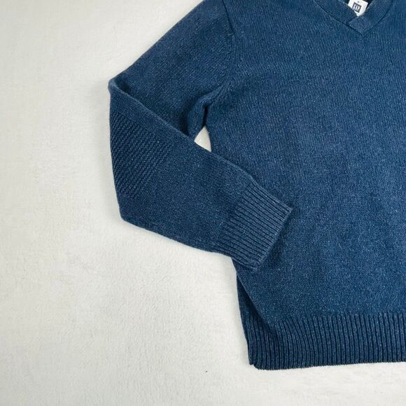 NWT Gap Wool Sweater Size XL Navy Blue‎ Angora Patchwork Textured V-Neck Preppy - Picture 3 of 16